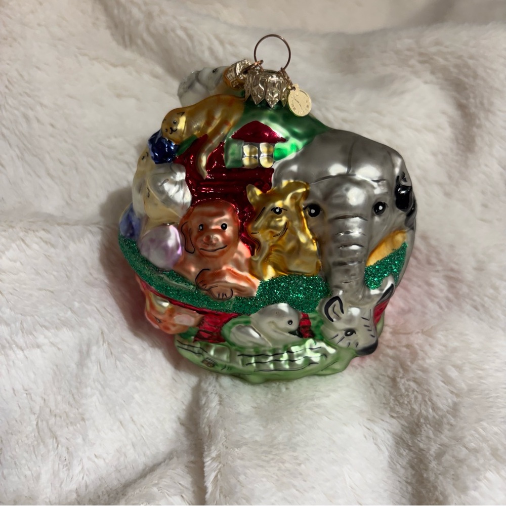 Vintage Dept 56 Poland Noah’s Ark Christmas Tree ornament hand blown glass